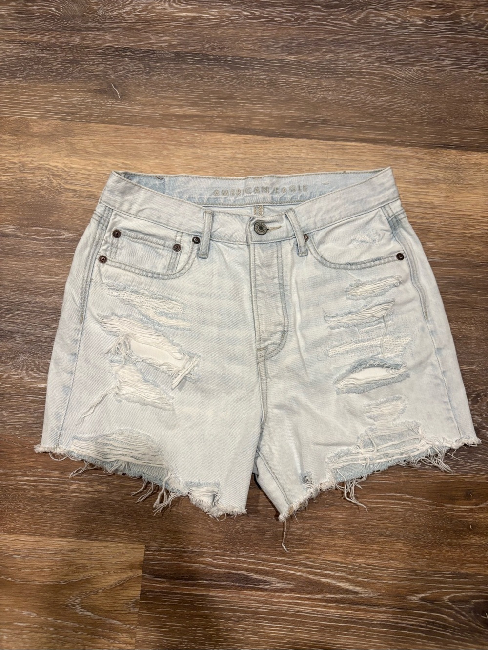 American Eagle Outfitters Light Wash Ripped Denim Shorts